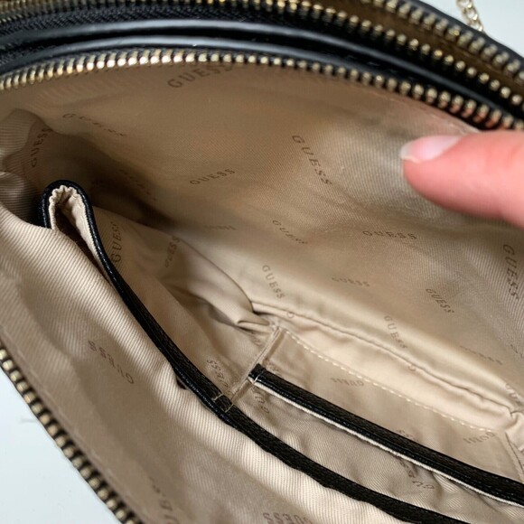 GUESS Never Used Lila Mini Charm Double Zip Crossbody Chain Purse Bag - Black - Picture 9 of 14